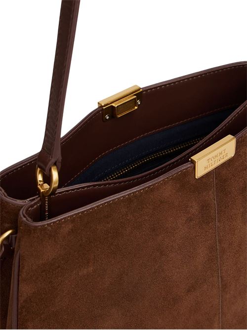 Borsa marrone in pelle scamosciata Tommy Hilfiger | AW0AW18201GV0